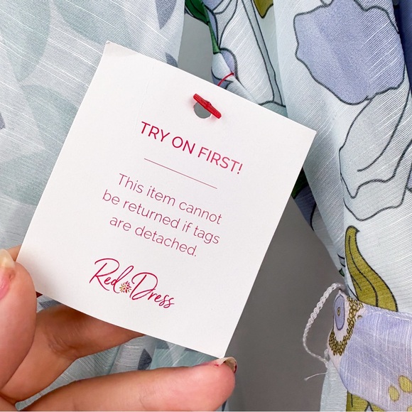 INA Rhythm Trimmed Billow Mini Dress Floral Blue Gold Puff Long Sleeve NEW Small - Picture 6 of 10